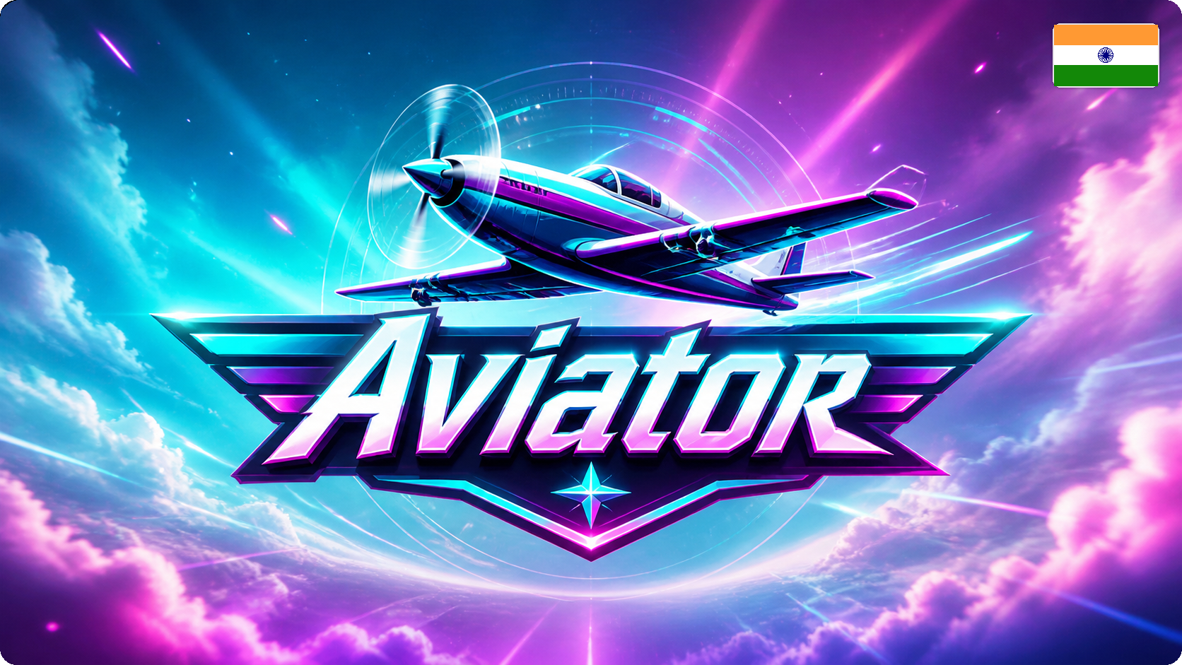 Aviator Neon Plane Logo India Neon Aviator plane logo with India flag